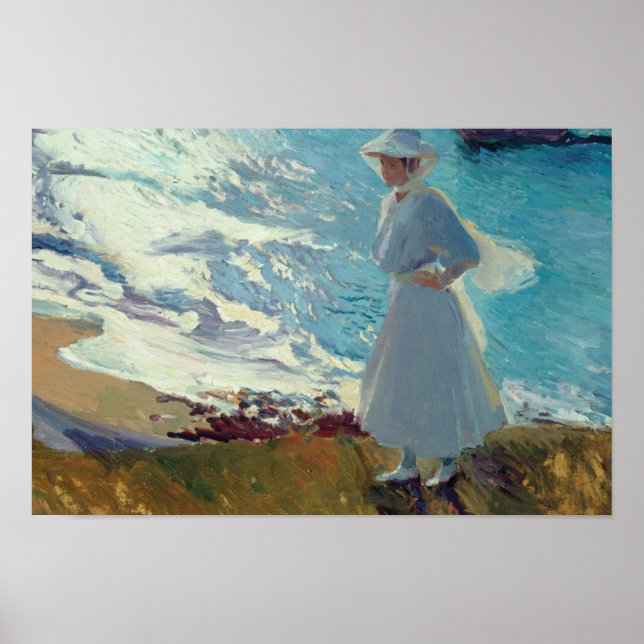 Joaquin Sorolla - Maria on the Beach at Biarritz Poster (Front)