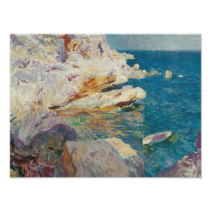 Joaquin Sorolla-Rocks of Javea and the White Boat Photo Print