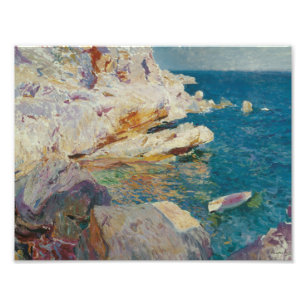 Joaquin Sorolla-Rocks of Javea and the White Boat Photo Print