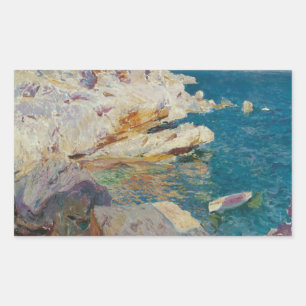 Joaquin Sorolla-Rocks of Javea and the White Boat Rectangular Sticker