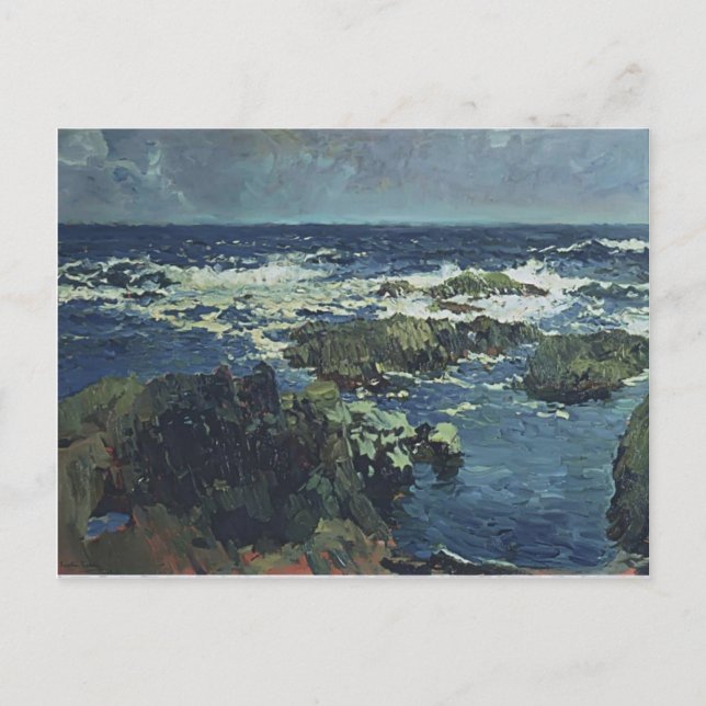 Joaquín Sorolla- Sea and rocks in San Esteban Postcard (Front)