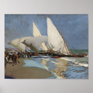 Joaquin Sorolla - The Beach at Valencia Poster