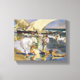 Joaquín Sorolla- Valencia beach in morning light Canvas Print
