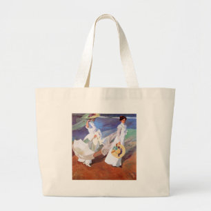Joaquin Sorolla Women Walking Beach Large Tote Bag