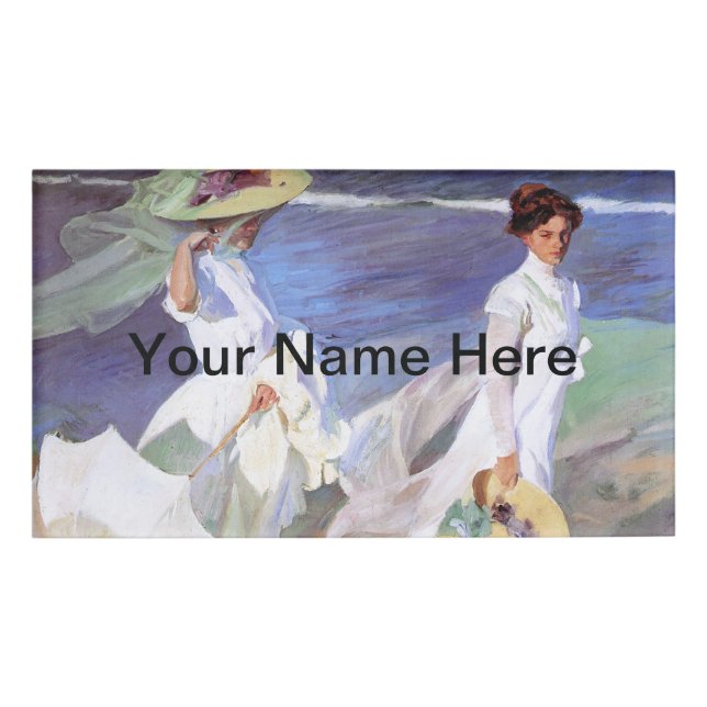 Joaquin Sorolla Women Walking Beach Name Tag (Front)