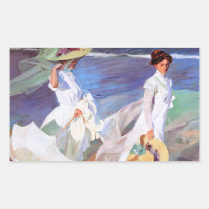 Joaquin Sorolla Women Walking Beach Rectangular Sticker