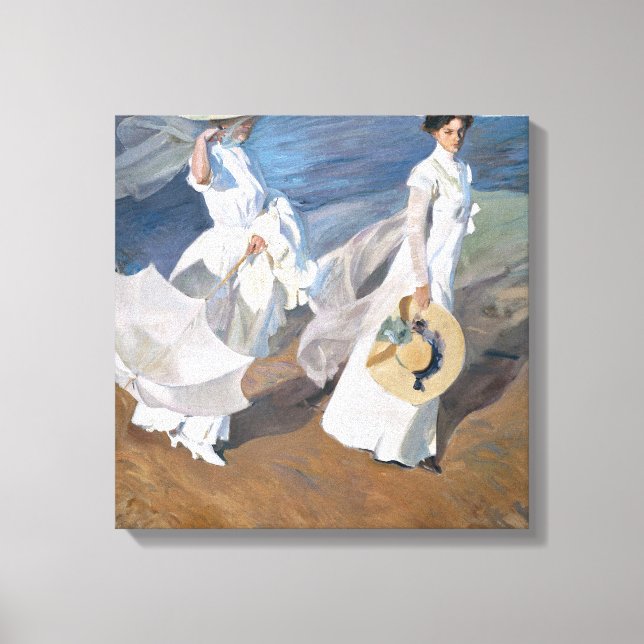Joaquin Sorolla - Women Walking on the Beach Canvas Print (Front)