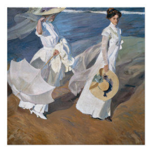 Joaquin Sorolla - Women Walking on the Beach Poster