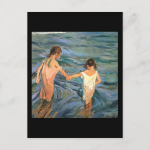 Joaquín Sorolla y Bastida Children in the Sea Postcard