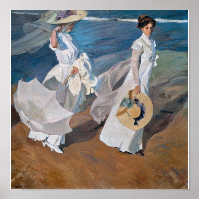 Joaquin Sorolla Y Bastida - StrollingThe Sea Poster (Front)