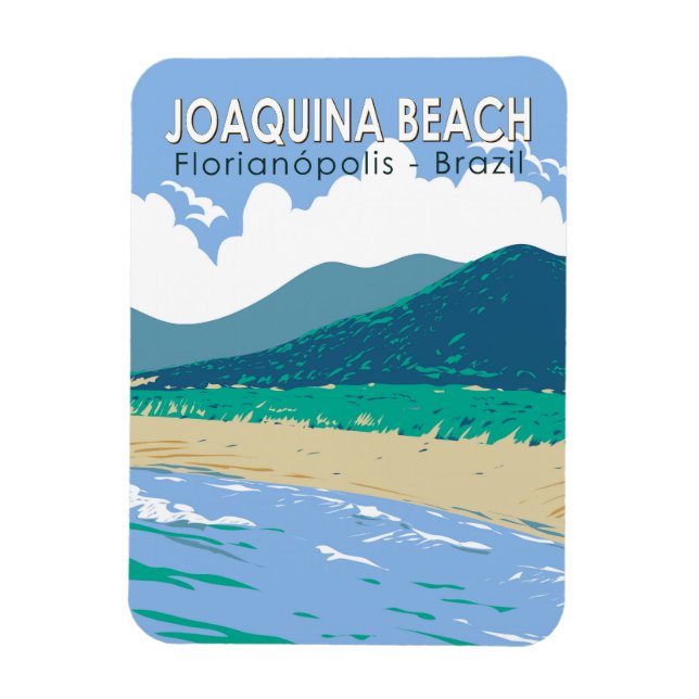 Joaquina Beach Brazil Travel Art Vintage Magnet (Vertical)