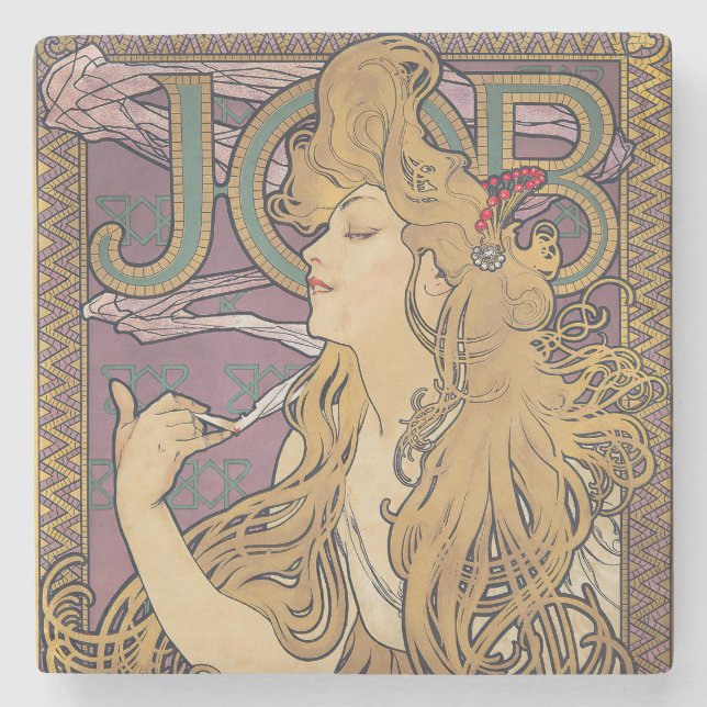Job (1896) by Alphonse Mucha  Stone Coaster (Front)