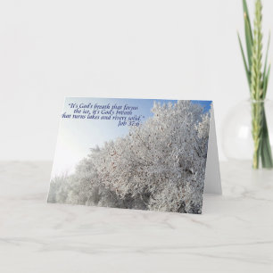 Job 37:6 Inspirational Winter Landscape Card