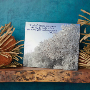 Job 37:6 Inspirational Winter Landscape Plaque