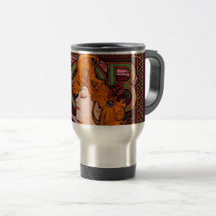 JOB by Alphonse Mucha Vintage Art Nouveau Artwork Travel Mug