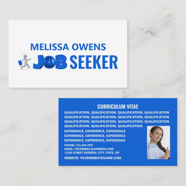 Job Seekers Logo, Curriculum Vitae Business Card (Front/Back)