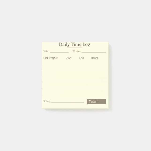 Job Time Log Notepad – Work Hours Tracker (Front)