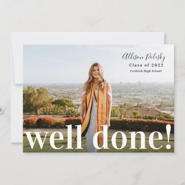 Job Well Done Graduation Photo Class of 2022 Announcement (Front)