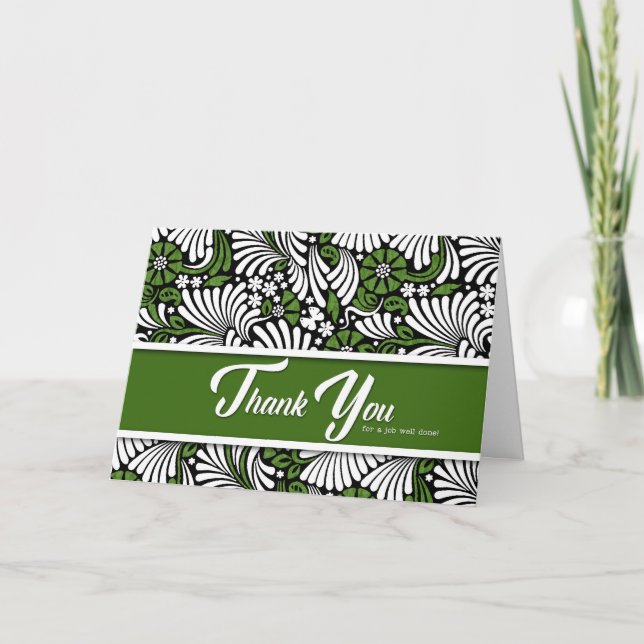 Job Well Done Green White and Black Thank You Card (Front)