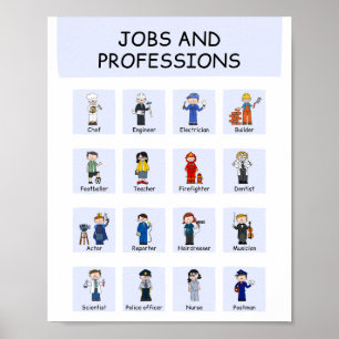 Jobs and Professions School Education Learning Poster