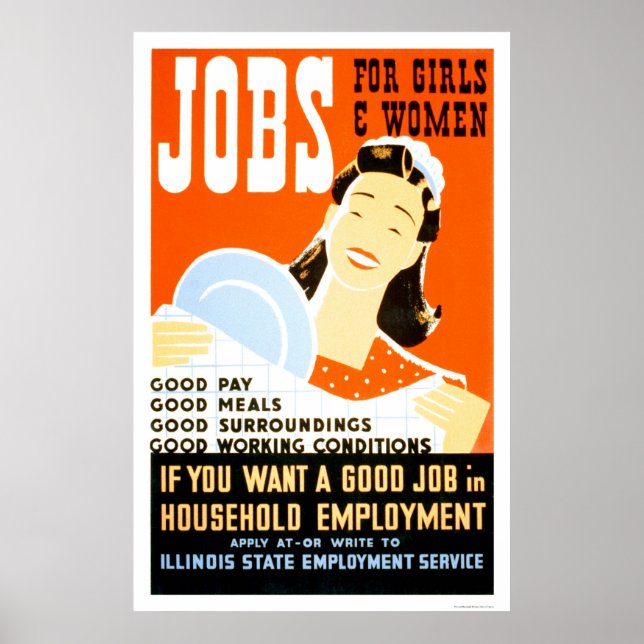 Jobs For Girls Women 1936 WPA Poster (Front)