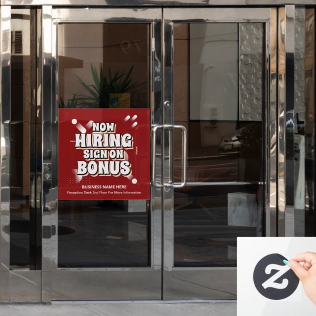 Jobs Now Hiring Employee Bonus Personalise   Window Cling (Office Door)