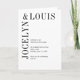 Jocelyn Black and White Modern Wedding Programme
