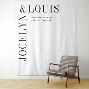Jocelyn Black and White Modern Wedding Tapestry