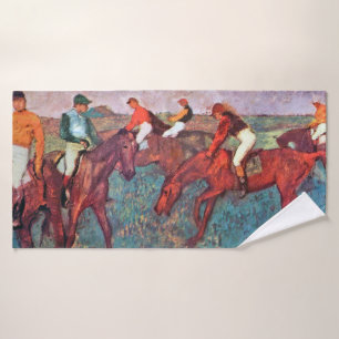 Jockey and Horse, Edgar Degas Bath Towel