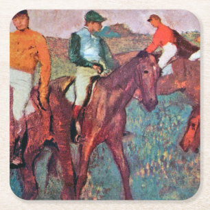 Jockey and Horse, Edgar Degas Square Paper Coaster