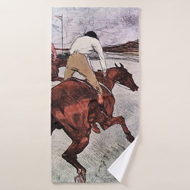 Jockey and Race Horse, Lautrec Bath Towel (Bath Towel)
