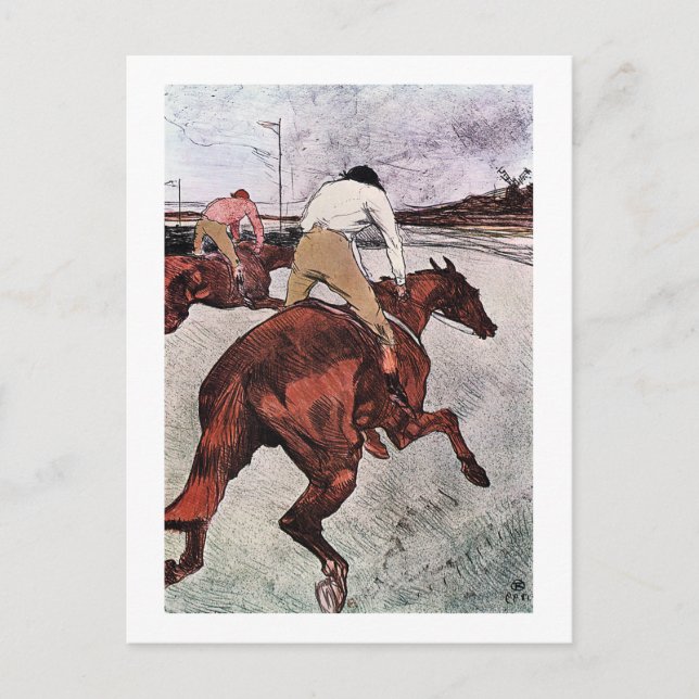 Jockey and Race Horse, Lautrec Postcard (Front)