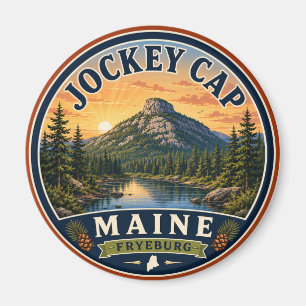 Jockey Cap Fryeburg Maine Round Magnet