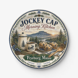 Jockey Cap Morning Kitchen Fryeburg Maine Melamine Paper Plate