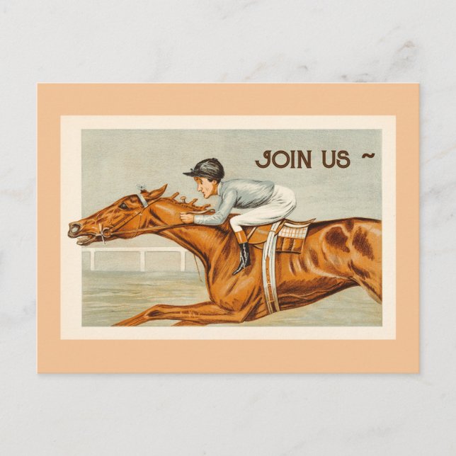 JOCKEY n HORSE RACE POSTCARD INVITATION (Front)