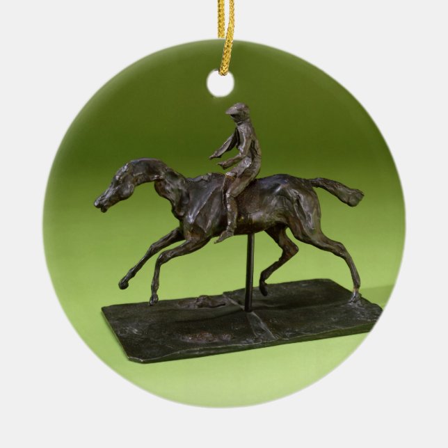Jockey on a Horse (bronze) Ceramic Tree Decoration (Front)