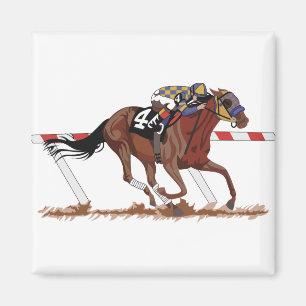 Jockey On Racehorse Magnet