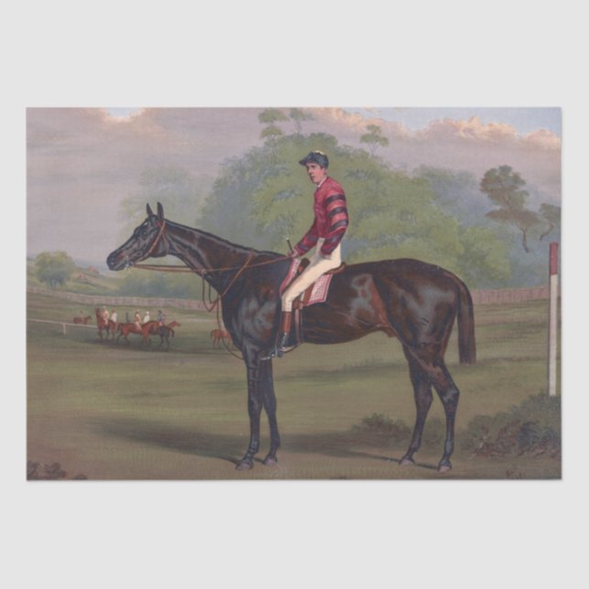 Jockey On Racehorse Painting Tissue Paper (Front)