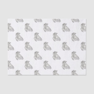 Jockey Riding Thoroughbred Horse Mono Line Tissue Paper