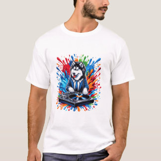 Jockey Siberian Husky DJ Dog T-Shirt