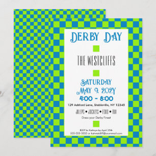 Jockey Silk Blocks Green and Blue Derby Invitation