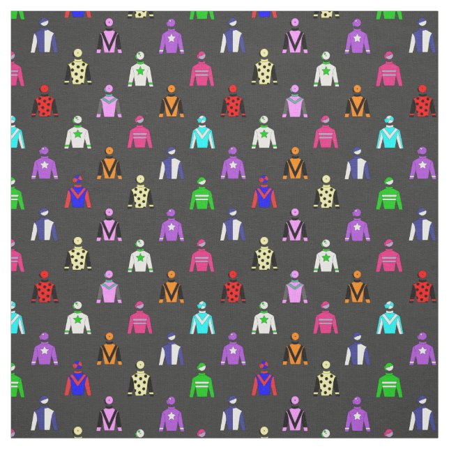 Jockey Silk Pattern on Grey Fabric (Swatch)