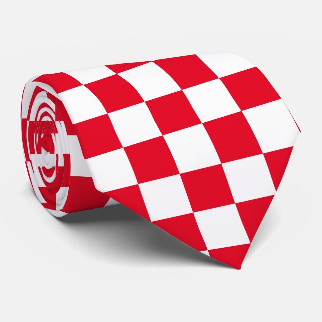 Jockey Silks Chequerboard Red and White Derby Tie (Rolled)