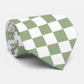 Jockey Silks Chequerboard Sage Green White Derby Tie