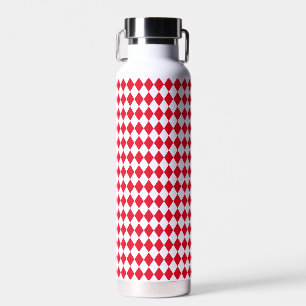 Jockey Silks Diamonds Red and White Water Bottle