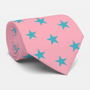 Jockey Silks Pink with Blue Green Stars Derby Tie