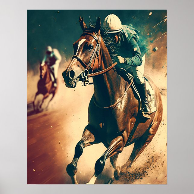 Jockey Vintage Horse Racing Art Poster (Front)