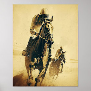 Jockey Vintage Style Horse Racing Art Poster