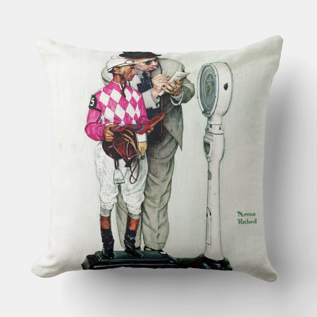 Jockey Weighing In by Norman Rockwell Cushion (Front)