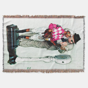 Jockey Weighing In by Norman Rockwell Throw Blanket